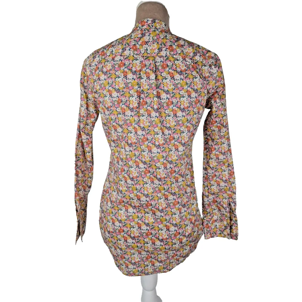 J Crew Liberty Ruffle Front Shirt 2XS Multi Libby Floral Cottagecore Whimsy